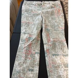 NYDJ Ami Skinny Jeans Size 10 Abstract Tapestry Floral Print Lift Tuck Slim Leg‎